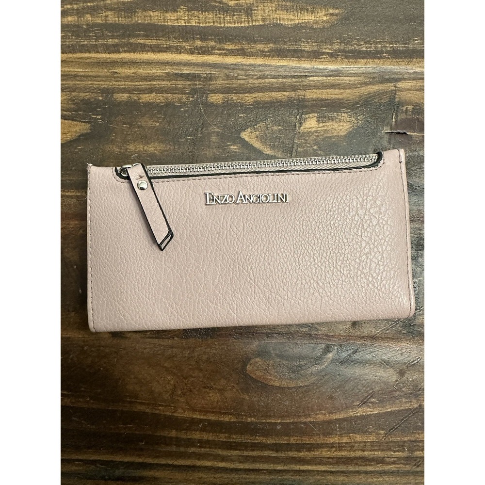 Enzo Angiolini Wallet Pink Clutch Snap Closure Zip Around